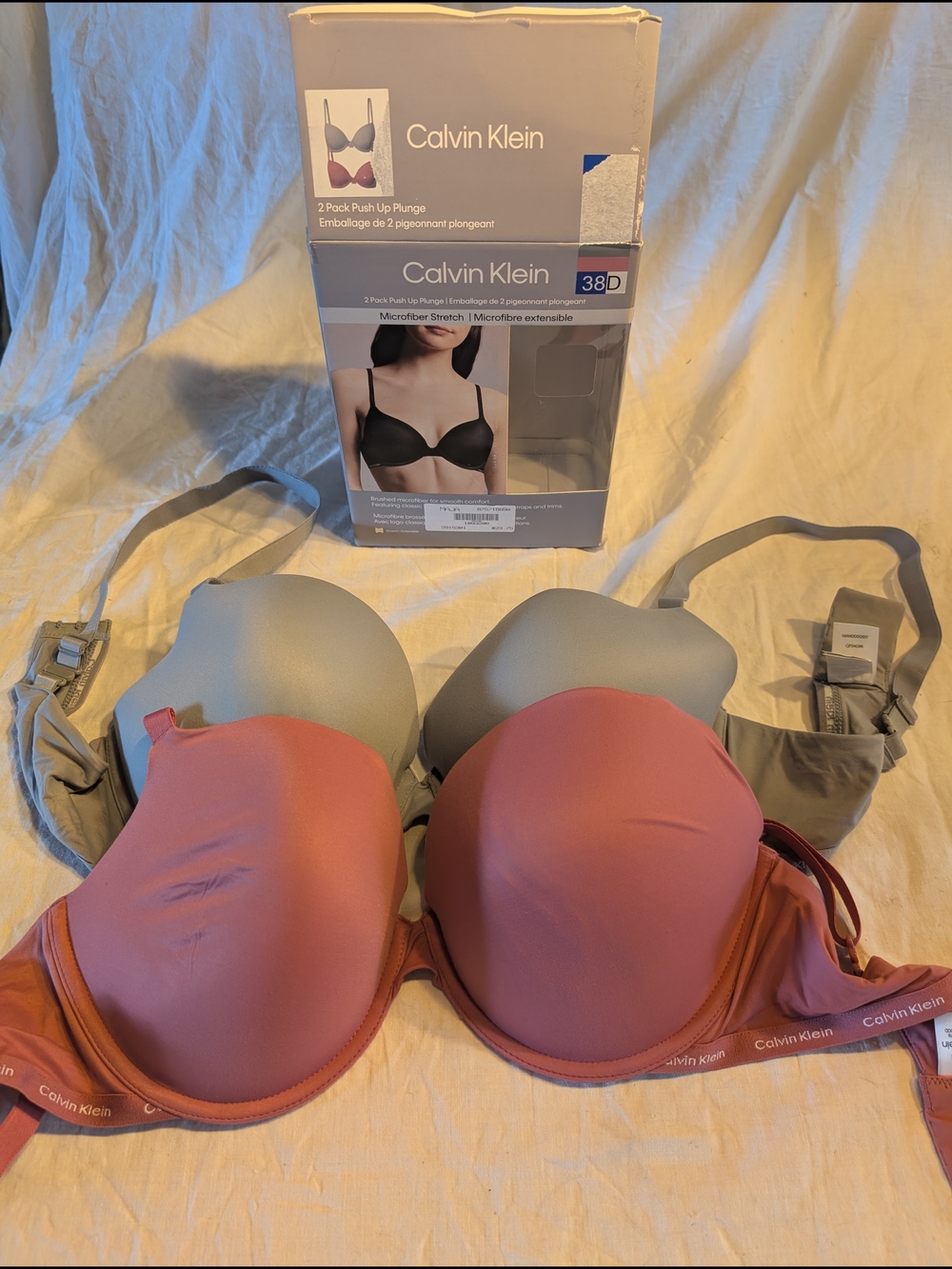 Calvin Klein Women's 2-Pack Push-Up Plunge Bra - Rose/Gray